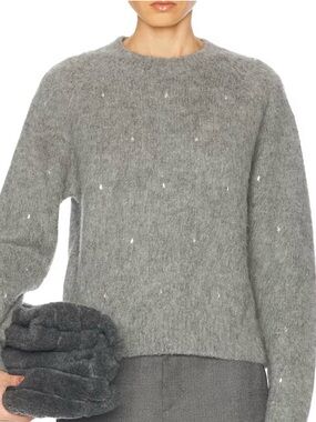 SOLD A.L.C. Frankie Gray Beaded Mohair Crewneck Sweater